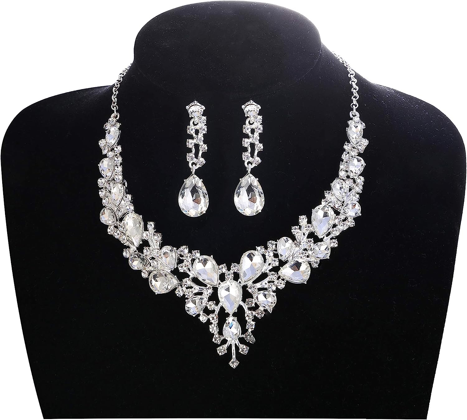 LOYALLOOK Crystal Bridal Jewelry Set for Women Rhinestone Necklace Earrings Bracelet Wedding Bridesmaid Gifts fit with Wedding Dress - Image 2